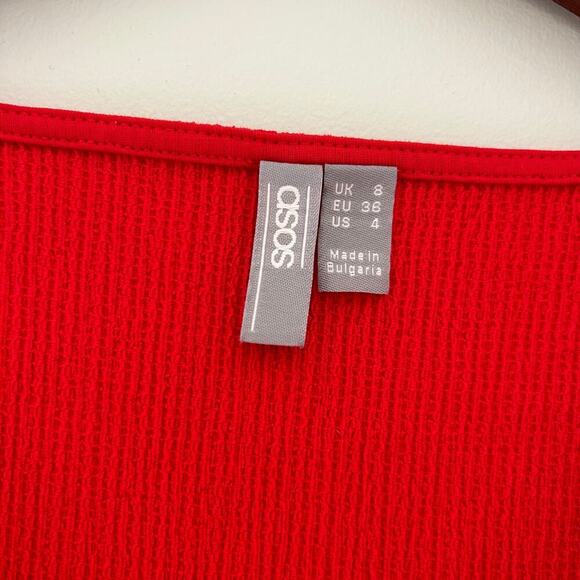 Asos Red Button Down Maxi Dress Sz 4 - Picture 5 of 8